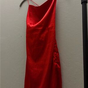 Red Lace-Up Bodycon Mini Dress